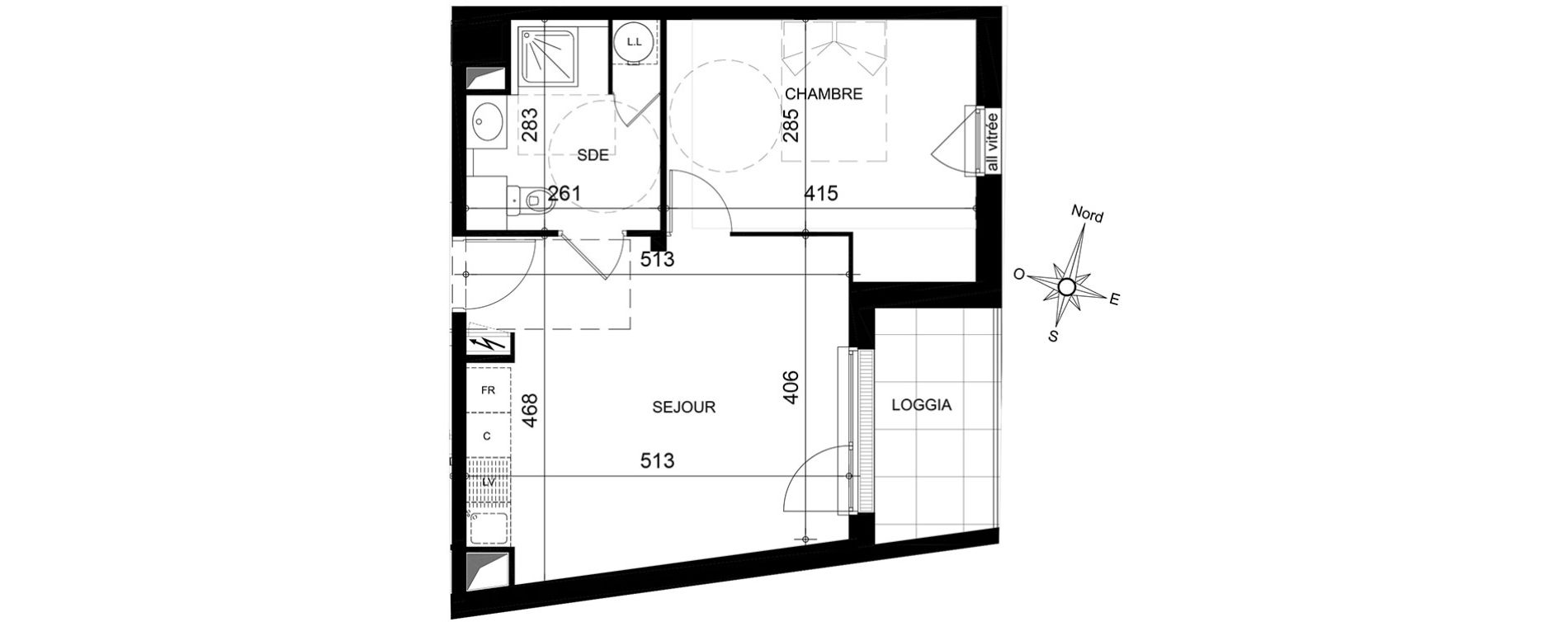 Appartement T2 de 41,47 m2 &agrave; Jou&eacute;-L&egrave;s-Tours Centre