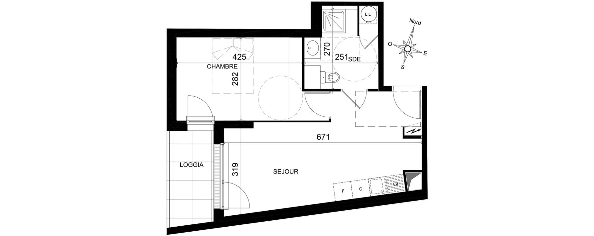 Appartement T2 de 40,30 m2 &agrave; Jou&eacute;-L&egrave;s-Tours Centre