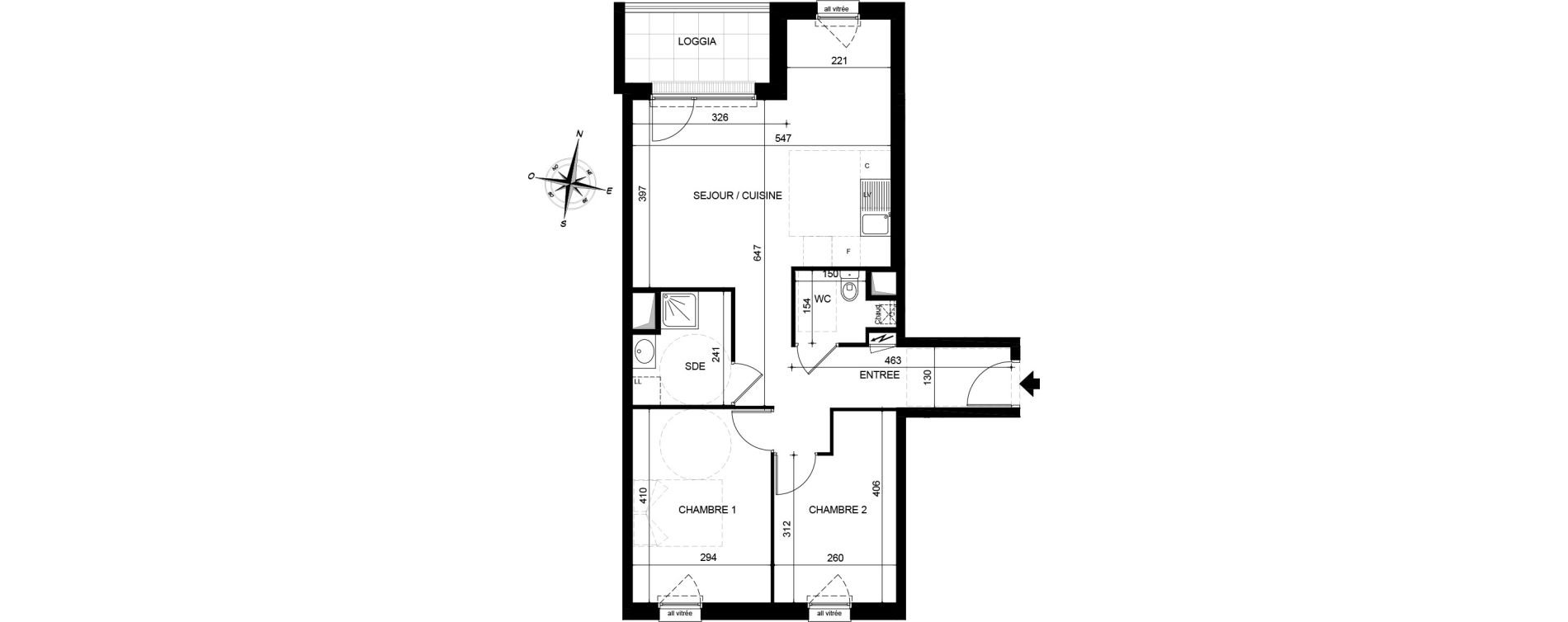 Appartement T3 de 63,35 m2 &agrave; Jou&eacute;-L&egrave;s-Tours Centre