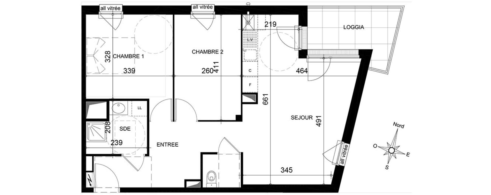 Appartement T3 de 61,68 m2 &agrave; Jou&eacute;-L&egrave;s-Tours Centre