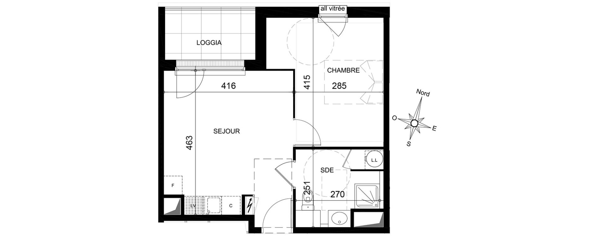 Appartement T2 de 38,67 m2 &agrave; Jou&eacute;-L&egrave;s-Tours Centre