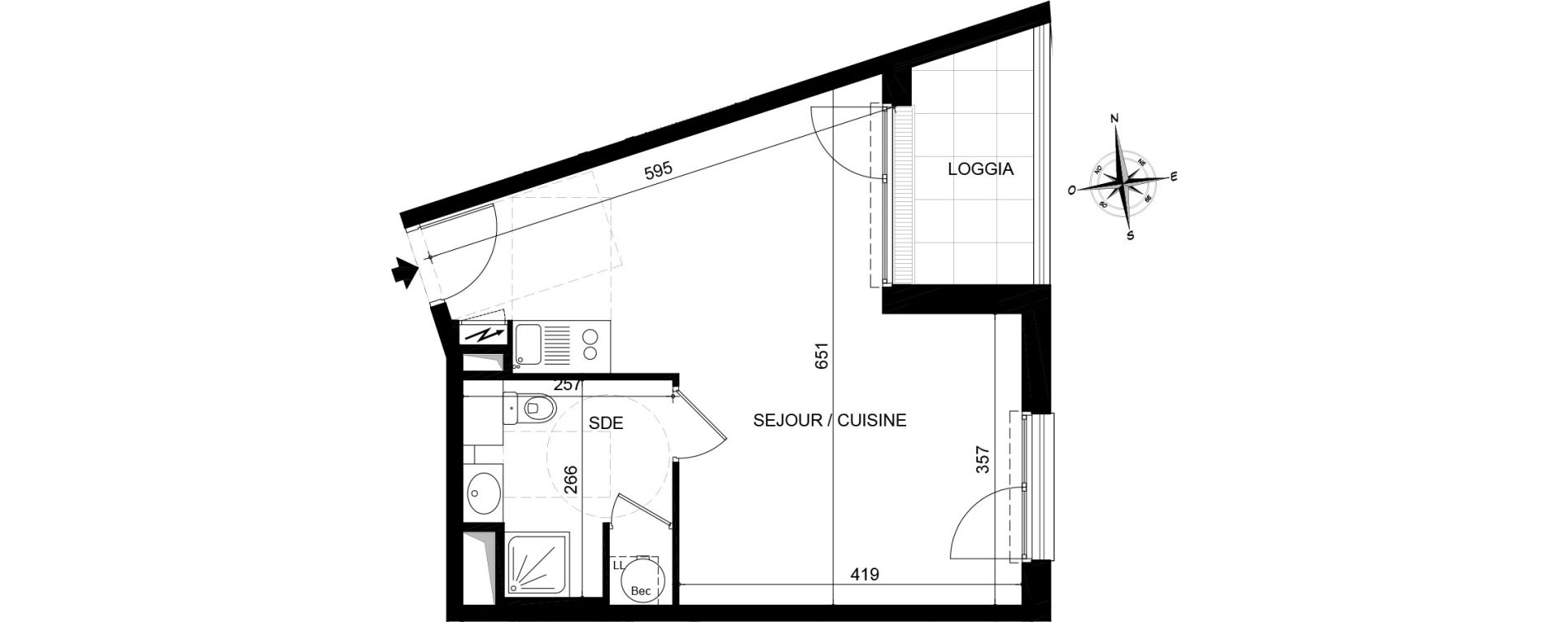 Appartement T1 de 34,14 m2 &agrave; Jou&eacute;-L&egrave;s-Tours Centre