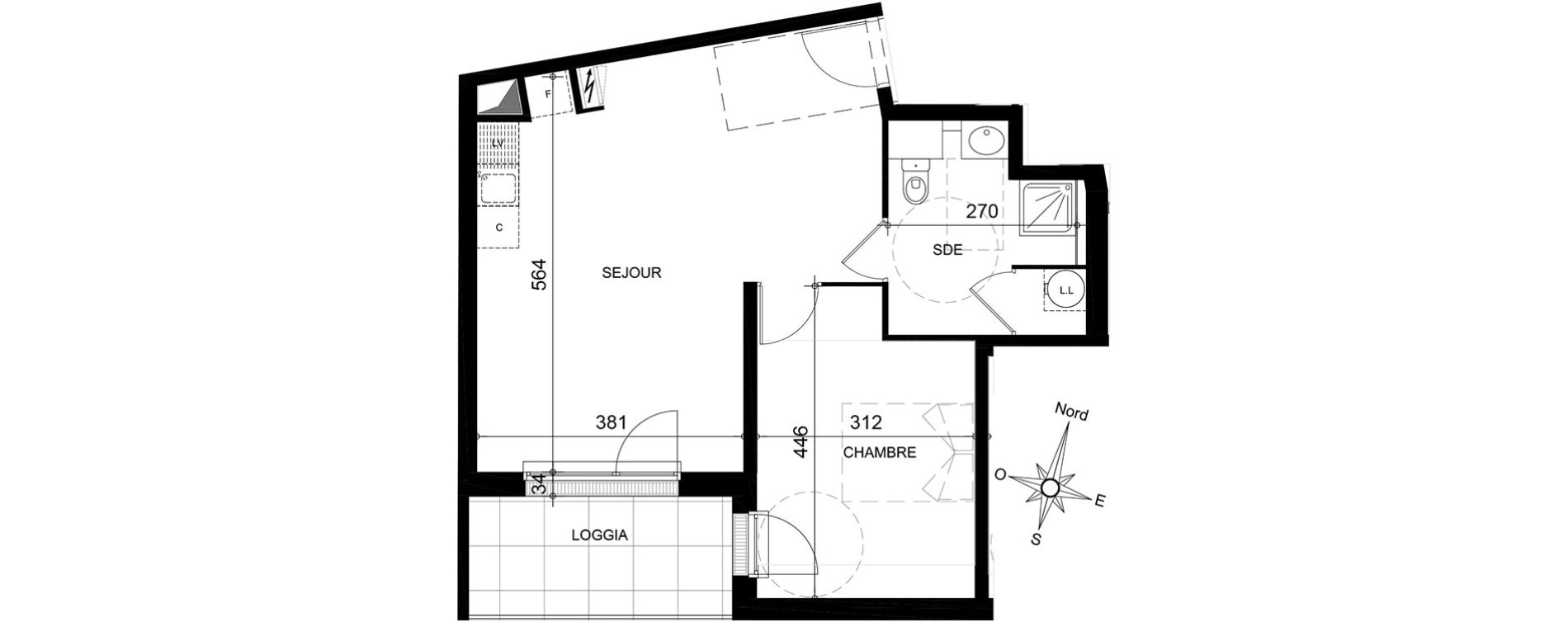 Appartement T2 de 49,32 m2 &agrave; Jou&eacute;-L&egrave;s-Tours Centre