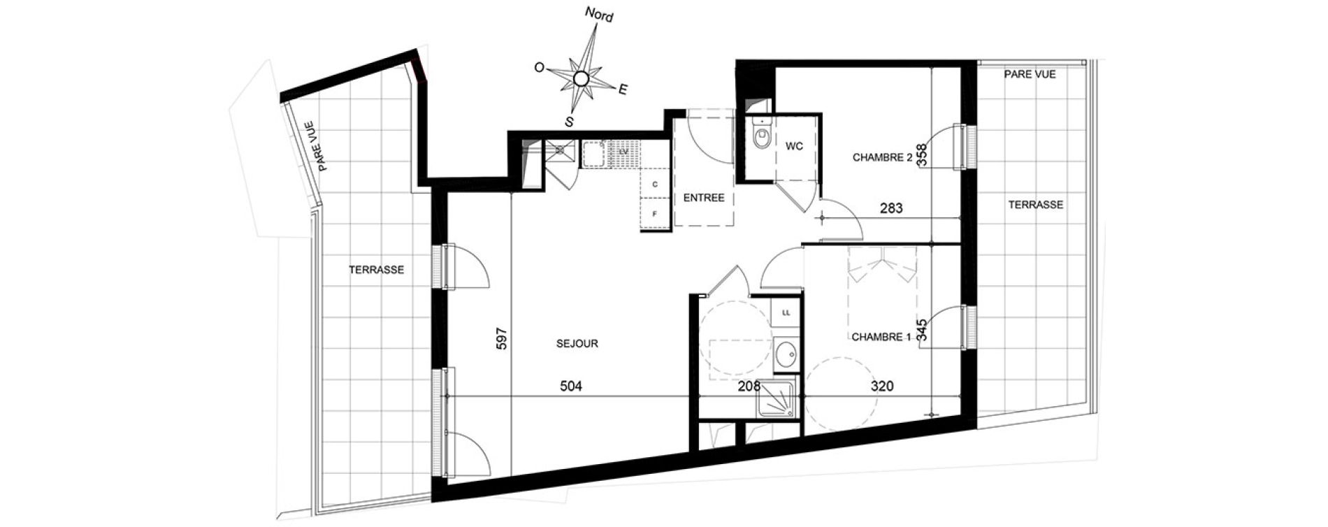 Appartement T3 de 67,56 m2 &agrave; Jou&eacute;-L&egrave;s-Tours Centre