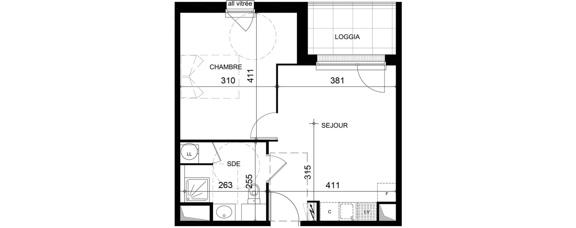 Appartement T2 de 39,35 m2 &agrave; Jou&eacute;-L&egrave;s-Tours Centre