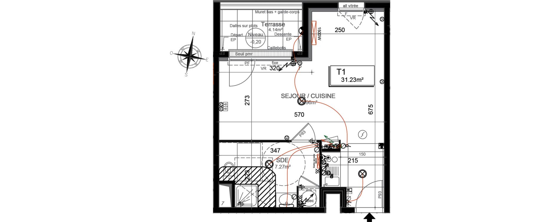 Appartement T1 de 31,28 m2 &agrave; Jou&eacute;-L&egrave;s-Tours Centre