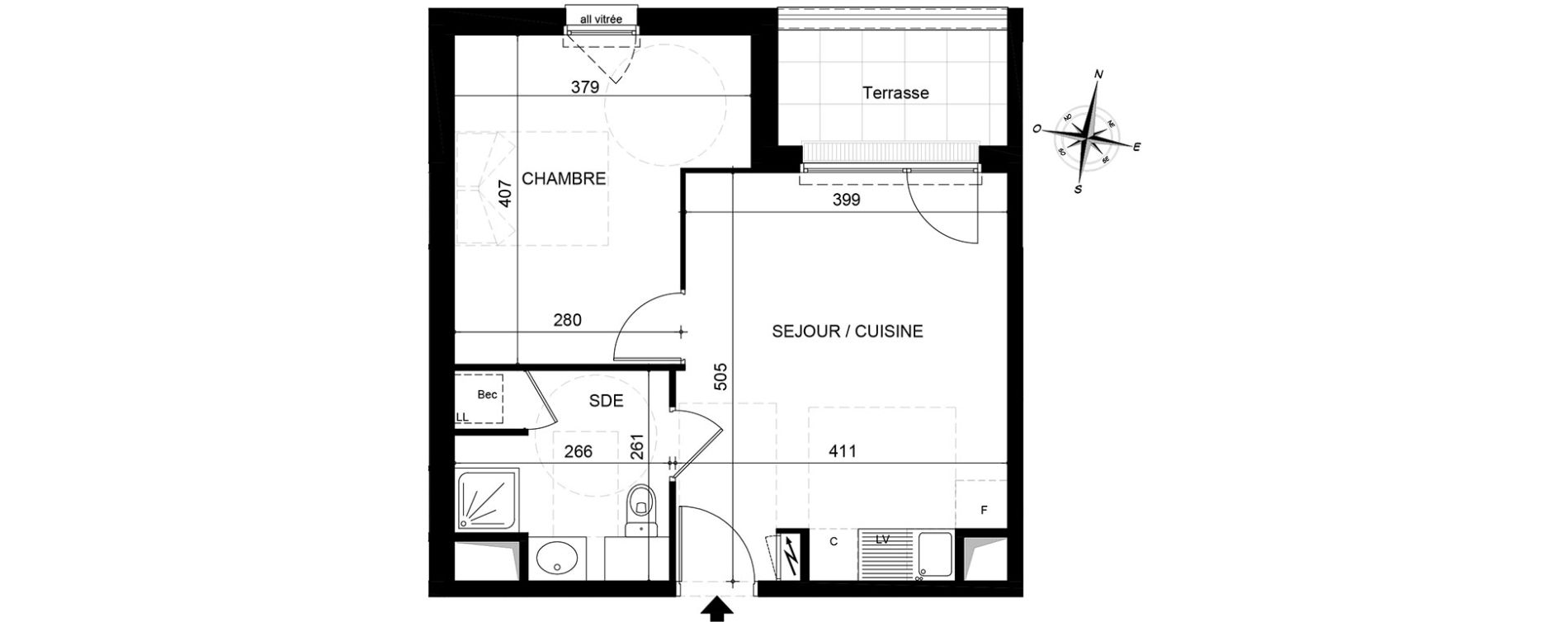 Appartement T2 de 38,85 m2 &agrave; Jou&eacute;-L&egrave;s-Tours Centre