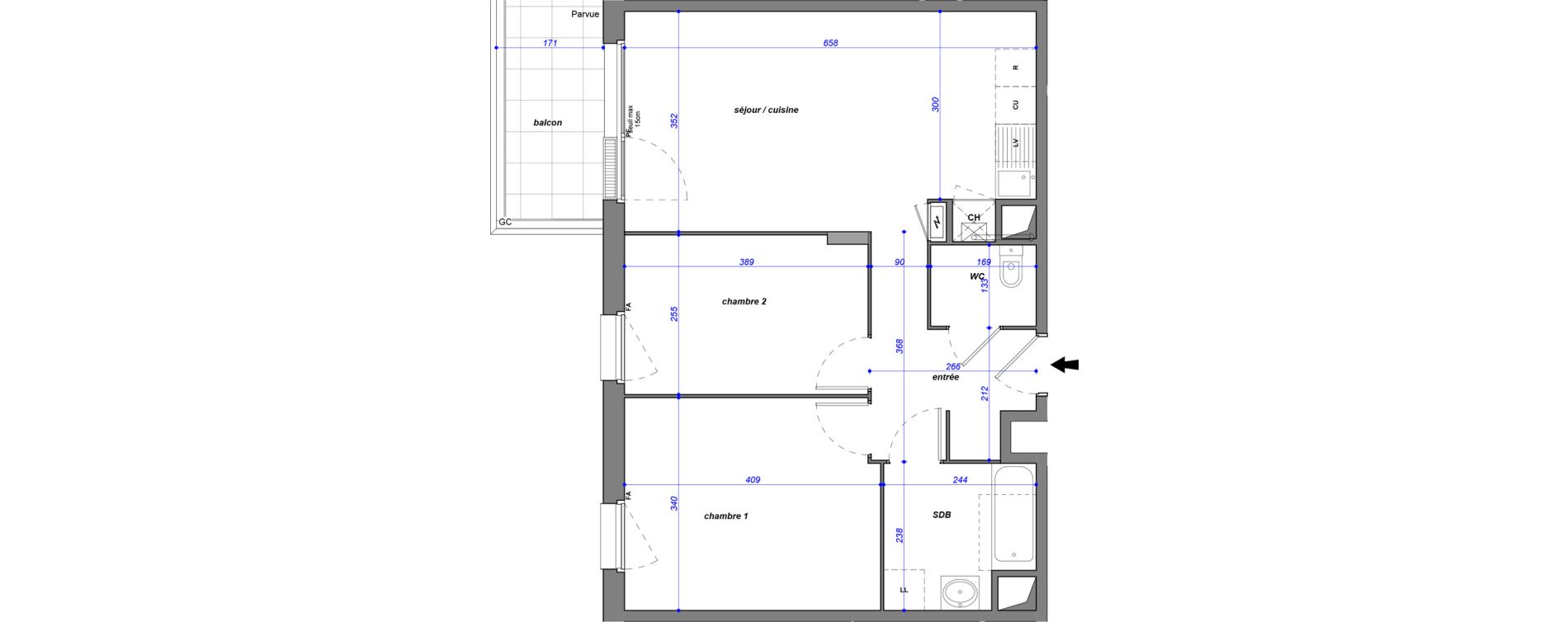 Appartement T3 de 60,11 m2 &agrave; Jou&eacute;-L&egrave;s-Tours Alouette grande bruere