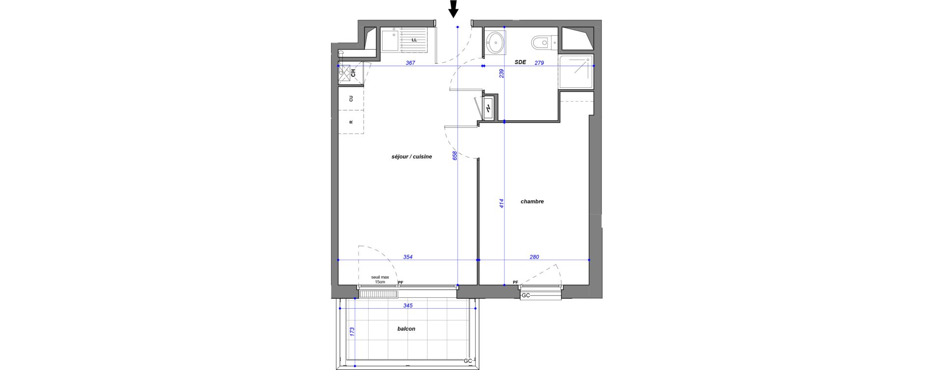 Appartement T2 de 39,95 m2 &agrave; Jou&eacute;-L&egrave;s-Tours Alouette grande bruere