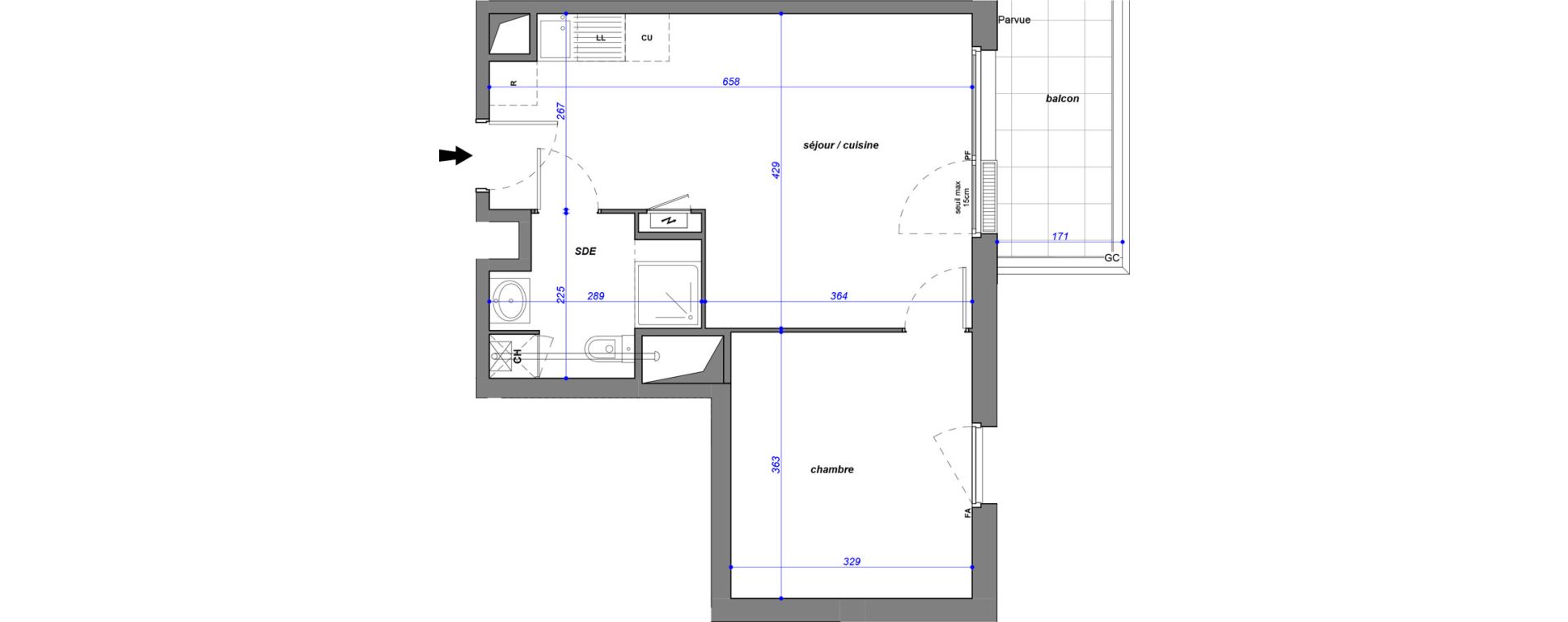 Appartement T2 de 40,01 m2 &agrave; Jou&eacute;-L&egrave;s-Tours Alouette grande bruere
