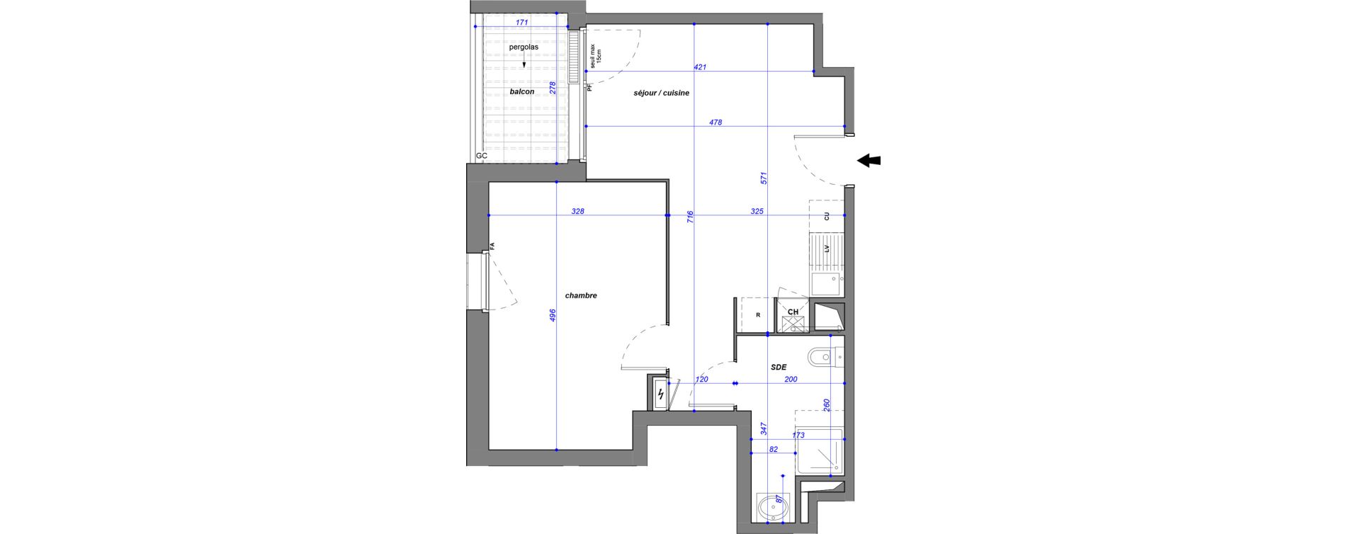 Appartement T2 de 44,74 m2 &agrave; Jou&eacute;-L&egrave;s-Tours Alouette grande bruere