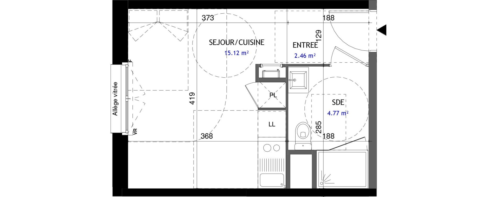 Appartement T1 de 22,35 m2 &agrave; Jou&eacute;-L&egrave;s-Tours Rabi&egrave;re
