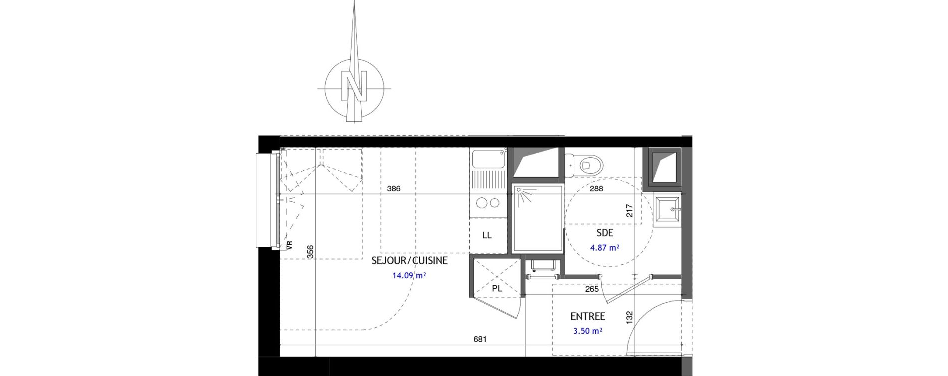 Appartement T1 de 22,46 m2 &agrave; Jou&eacute;-L&egrave;s-Tours Rabi&egrave;re