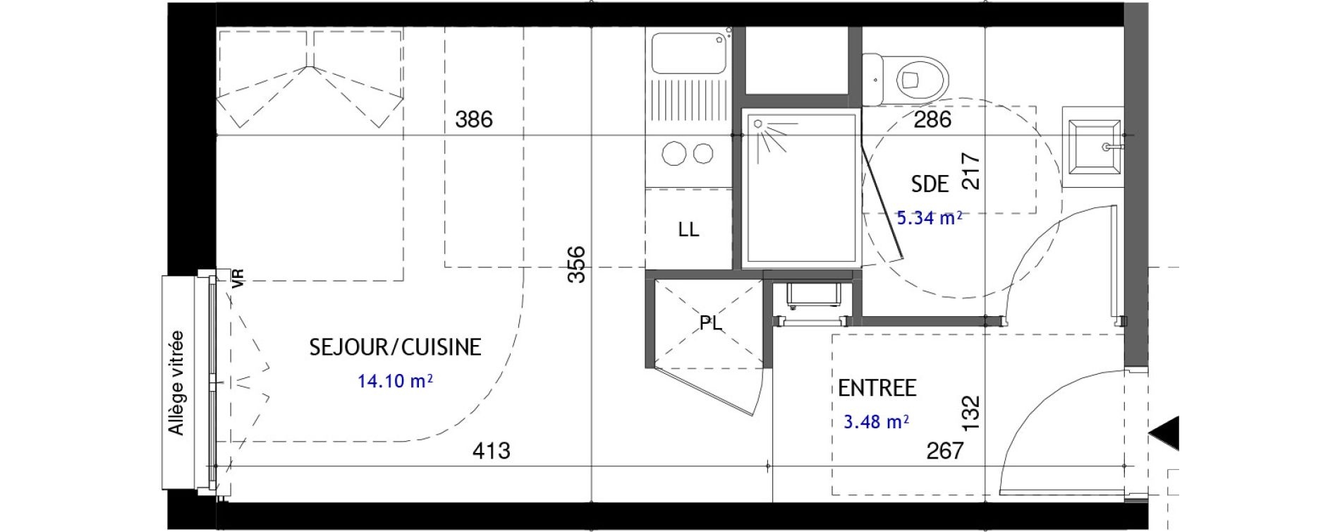 Appartement T1 de 22,92 m2 &agrave; Jou&eacute;-L&egrave;s-Tours Rabi&egrave;re