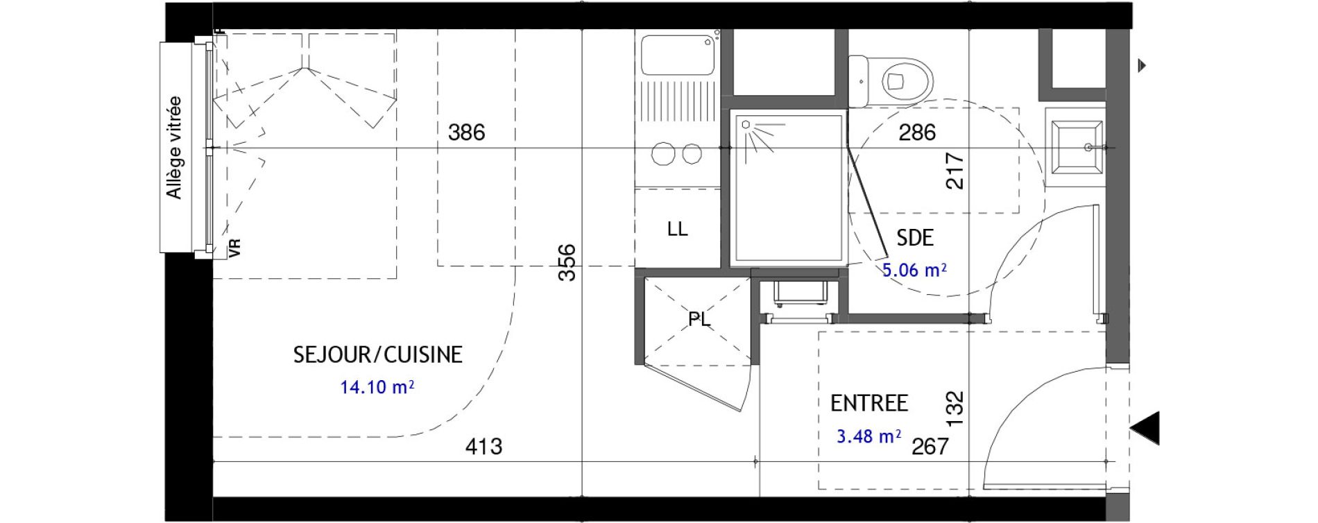 Appartement T1 de 22,64 m2 &agrave; Jou&eacute;-L&egrave;s-Tours Rabi&egrave;re