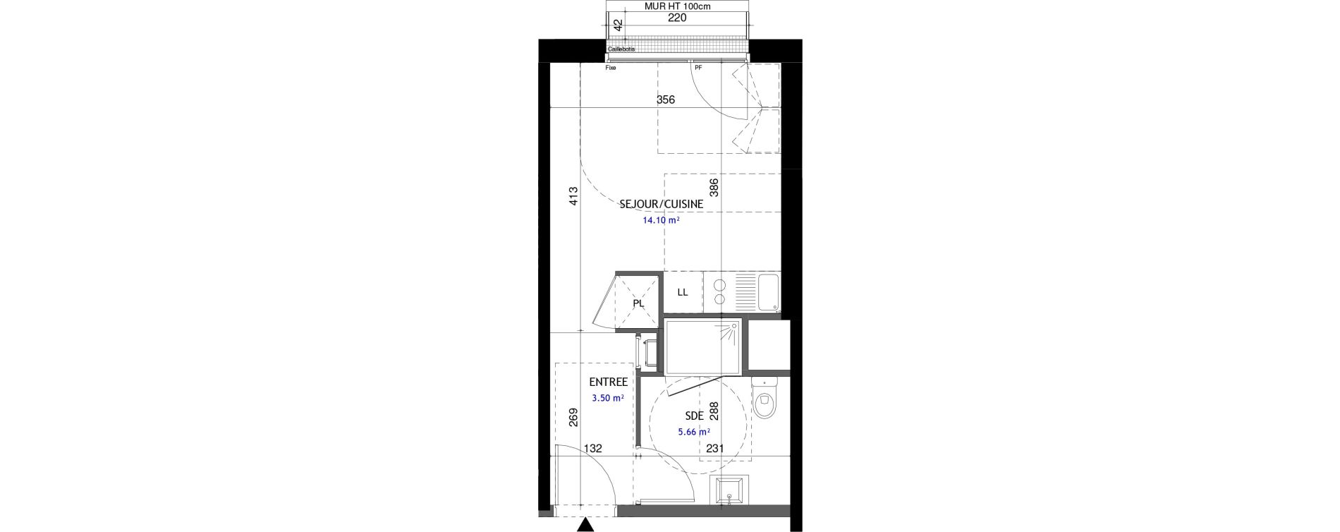 Appartement T1 de 23,26 m2 &agrave; Jou&eacute;-L&egrave;s-Tours Rabi&egrave;re