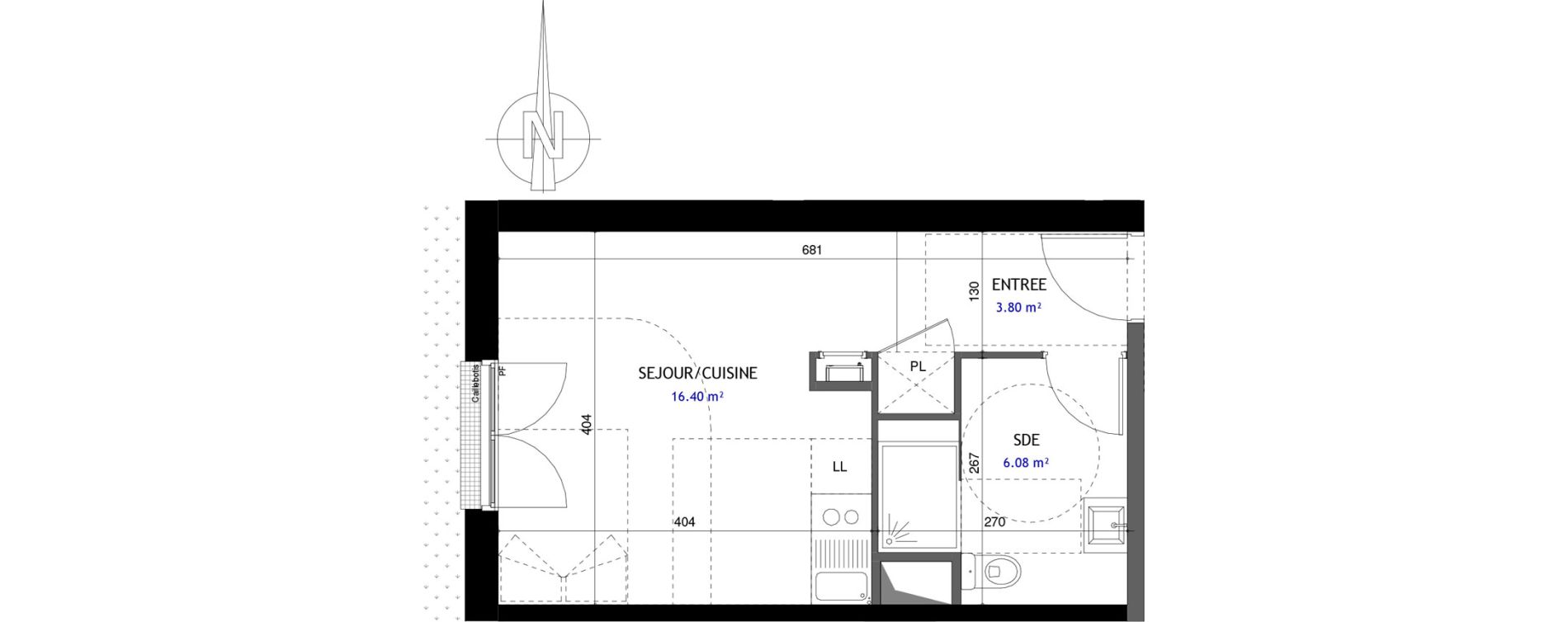 Appartement T1 de 26,28 m2 &agrave; Jou&eacute;-L&egrave;s-Tours Rabi&egrave;re