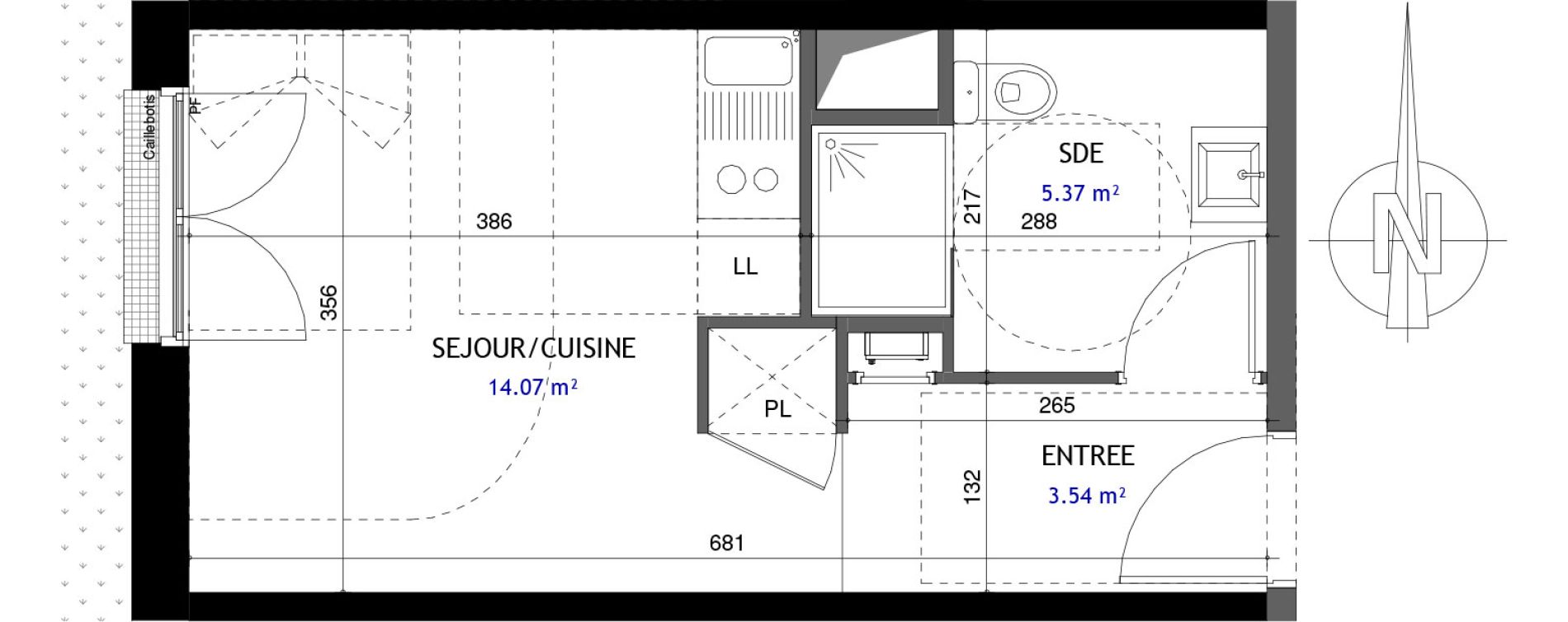 Appartement T1 de 22,98 m2 &agrave; Jou&eacute;-L&egrave;s-Tours Rabi&egrave;re