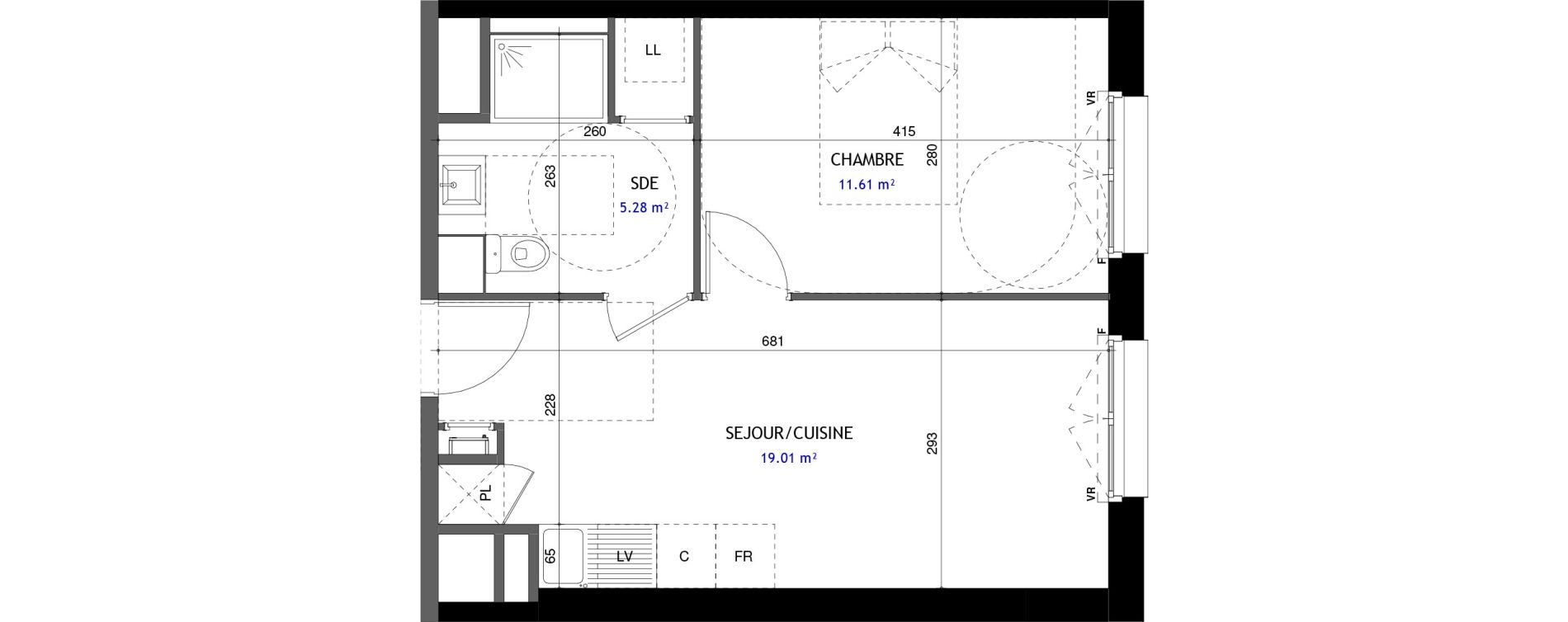 Appartement T2 de 35,90 m2 &agrave; Jou&eacute;-L&egrave;s-Tours Rabi&egrave;re