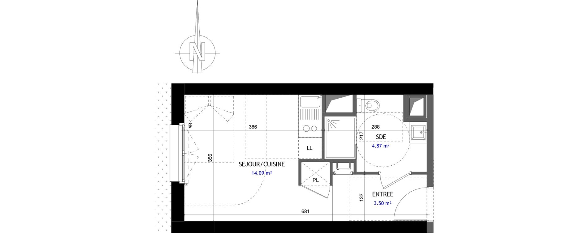 Appartement T1 de 22,46 m2 &agrave; Jou&eacute;-L&egrave;s-Tours Rabi&egrave;re
