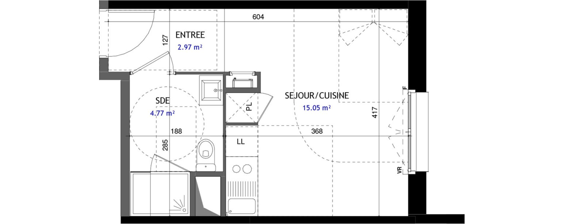 Appartement T1 de 22,79 m2 &agrave; Jou&eacute;-L&egrave;s-Tours Rabi&egrave;re