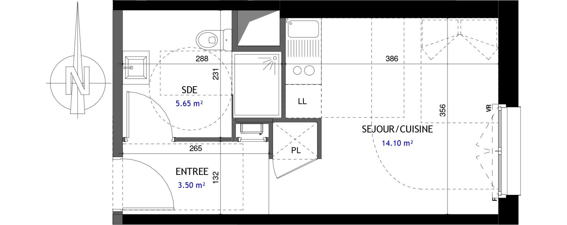 Appartement T1 de 23,25 m2 &agrave; Jou&eacute;-L&egrave;s-Tours Rabi&egrave;re