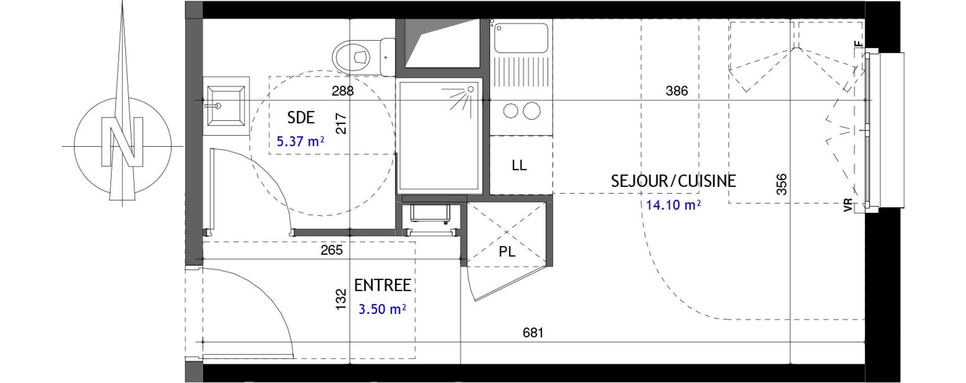 Appartement T1 de 22,97 m2 &agrave; Jou&eacute;-L&egrave;s-Tours Rabi&egrave;re