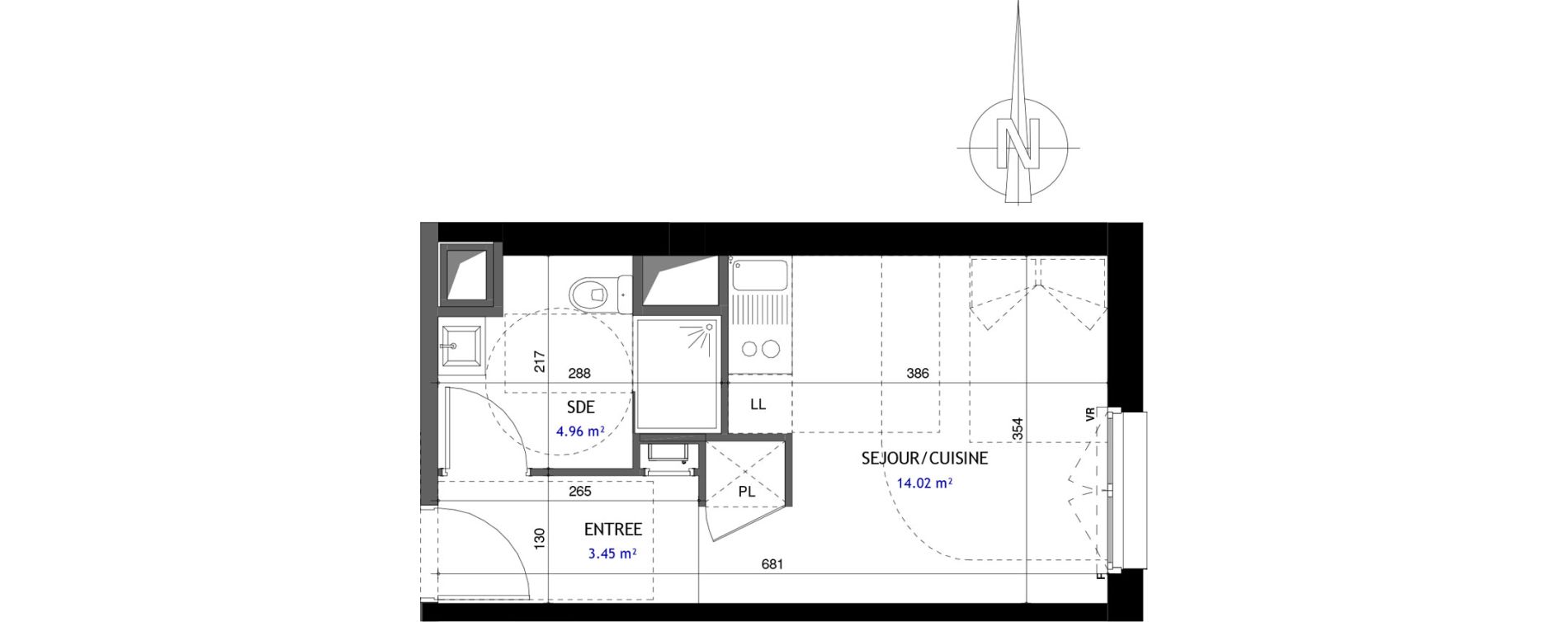 Appartement T1 de 22,43 m2 &agrave; Jou&eacute;-L&egrave;s-Tours Rabi&egrave;re
