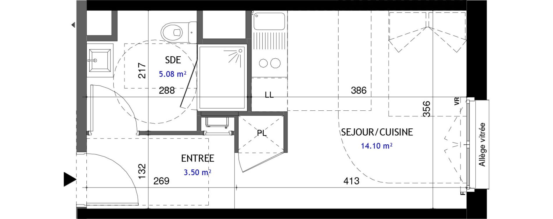 Appartement T1 de 22,68 m2 &agrave; Jou&eacute;-L&egrave;s-Tours Rabi&egrave;re