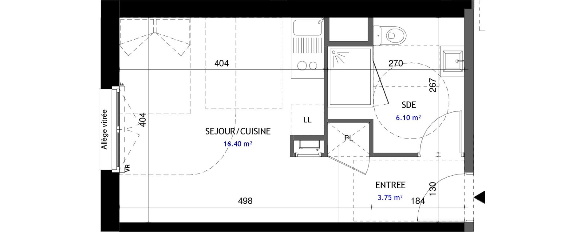 Appartement T1 de 26,25 m2 &agrave; Jou&eacute;-L&egrave;s-Tours Rabi&egrave;re