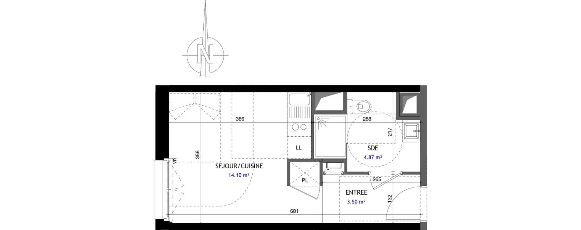 Appartement T1 de 22,47 m2 &agrave; Jou&eacute;-L&egrave;s-Tours Rabi&egrave;re