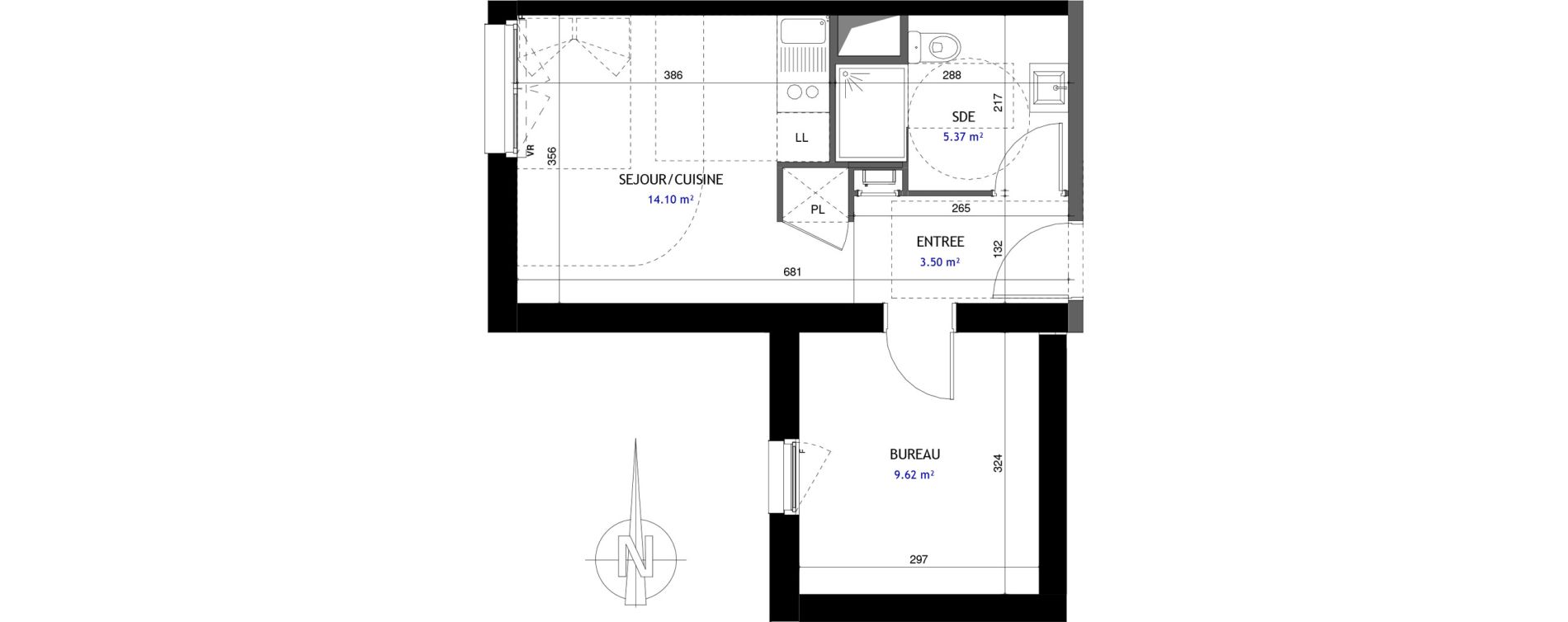 Appartement T2 de 32,59 m2 &agrave; Jou&eacute;-L&egrave;s-Tours Rabi&egrave;re