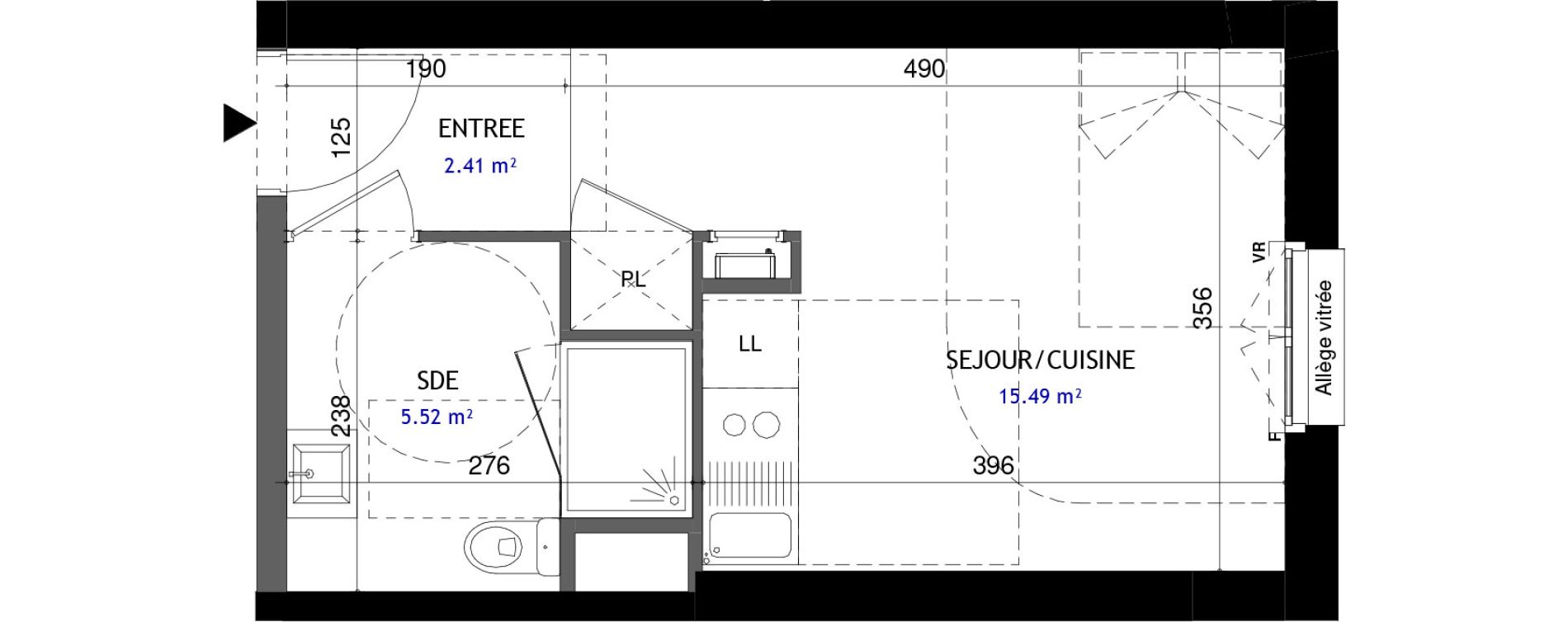 Appartement T1 de 23,42 m2 &agrave; Jou&eacute;-L&egrave;s-Tours Rabi&egrave;re