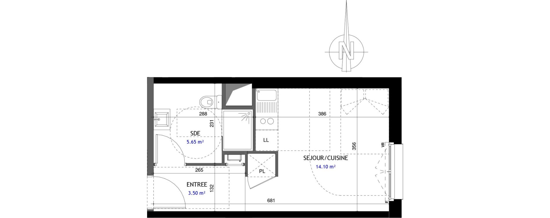 Appartement T1 de 23,25 m2 &agrave; Jou&eacute;-L&egrave;s-Tours Rabi&egrave;re