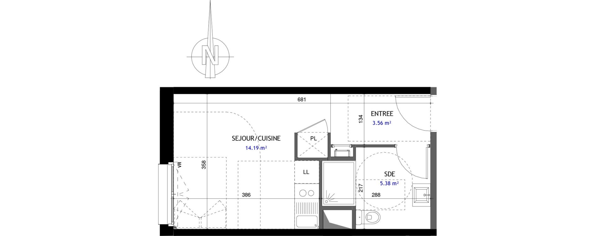 Appartement T1 de 23,13 m2 &agrave; Jou&eacute;-L&egrave;s-Tours Rabi&egrave;re