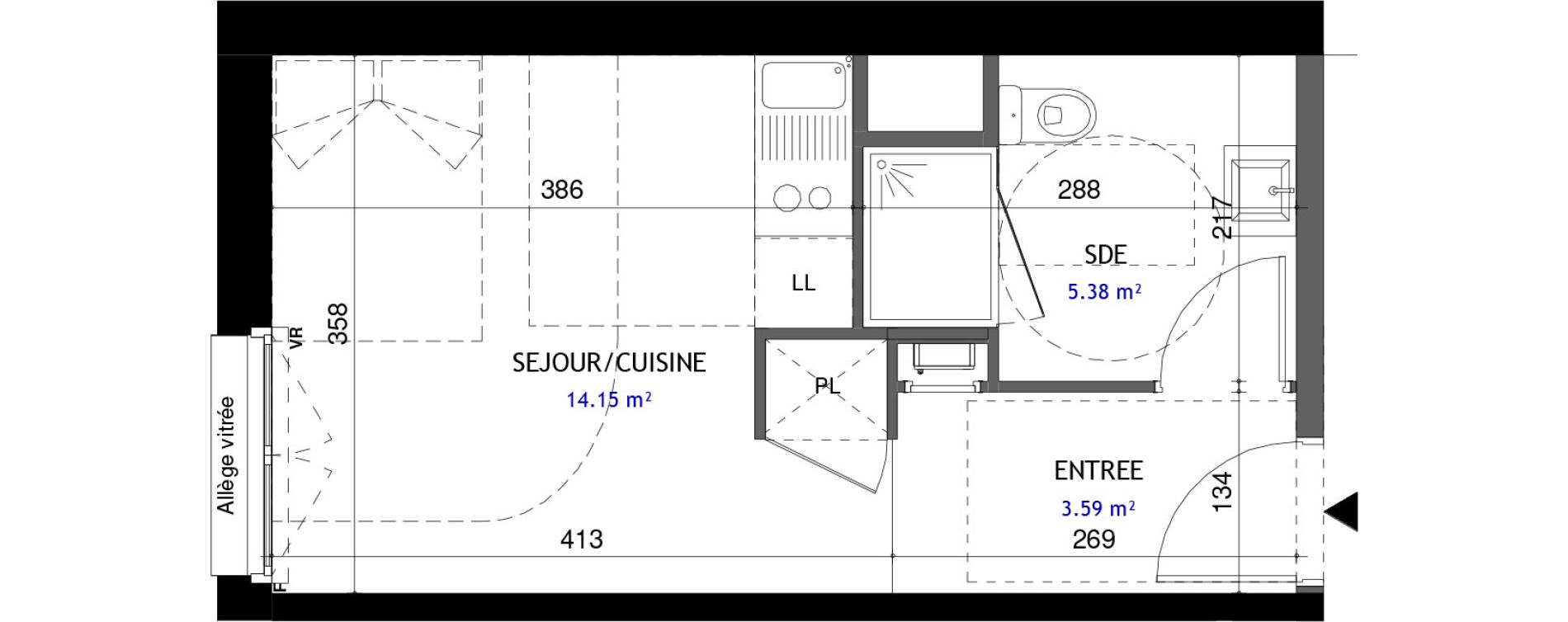 Appartement T1 de 23,12 m2 &agrave; Jou&eacute;-L&egrave;s-Tours Rabi&egrave;re