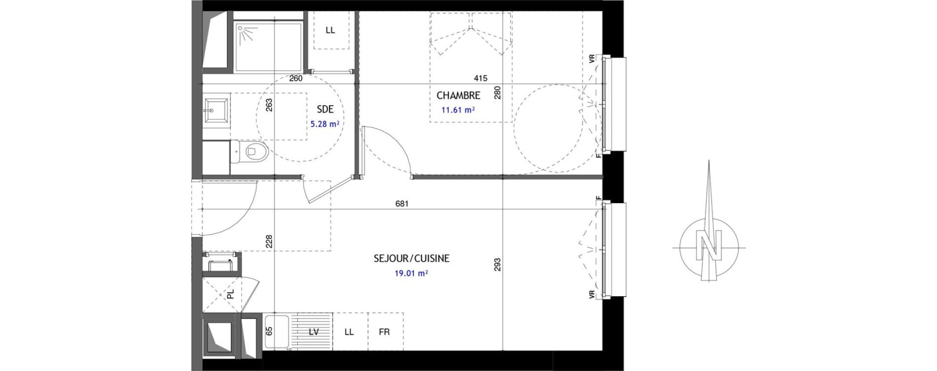 Appartement T2 de 35,90 m2 &agrave; Jou&eacute;-L&egrave;s-Tours Rabi&egrave;re