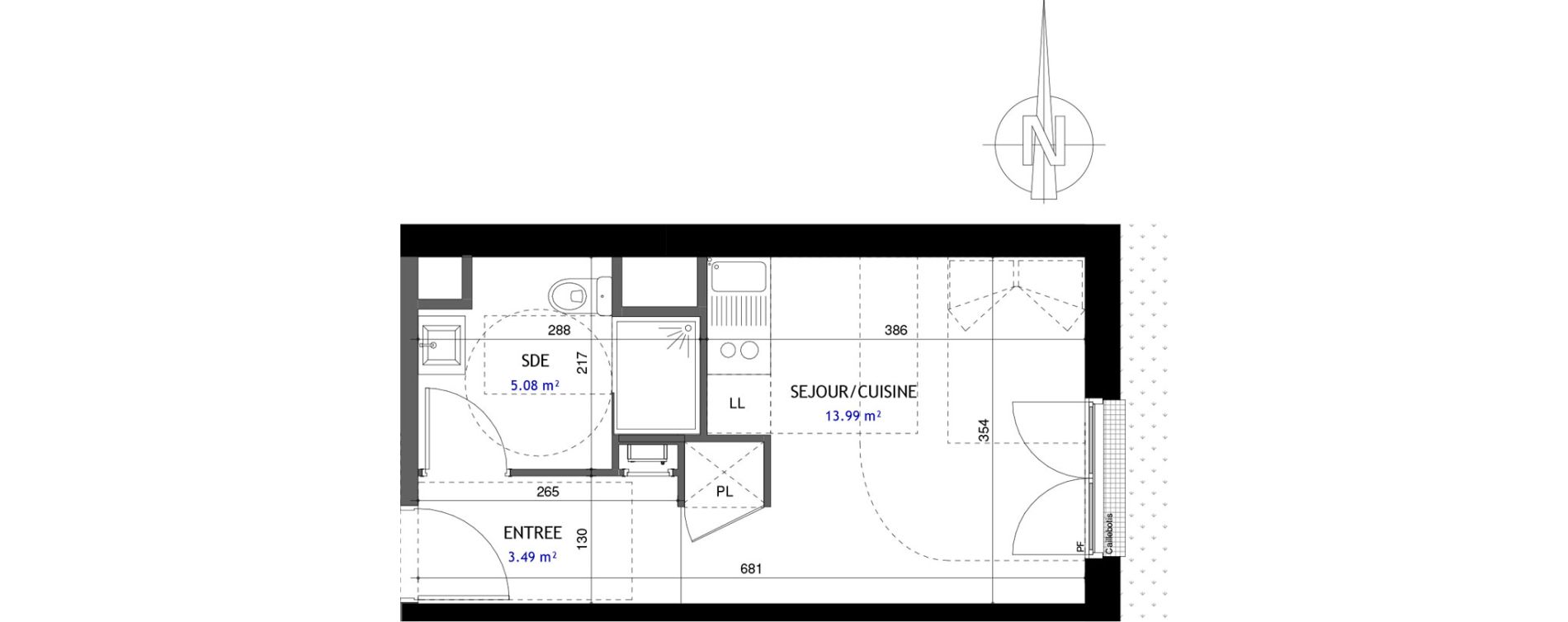 Appartement T1 de 22,56 m2 &agrave; Jou&eacute;-L&egrave;s-Tours Rabi&egrave;re