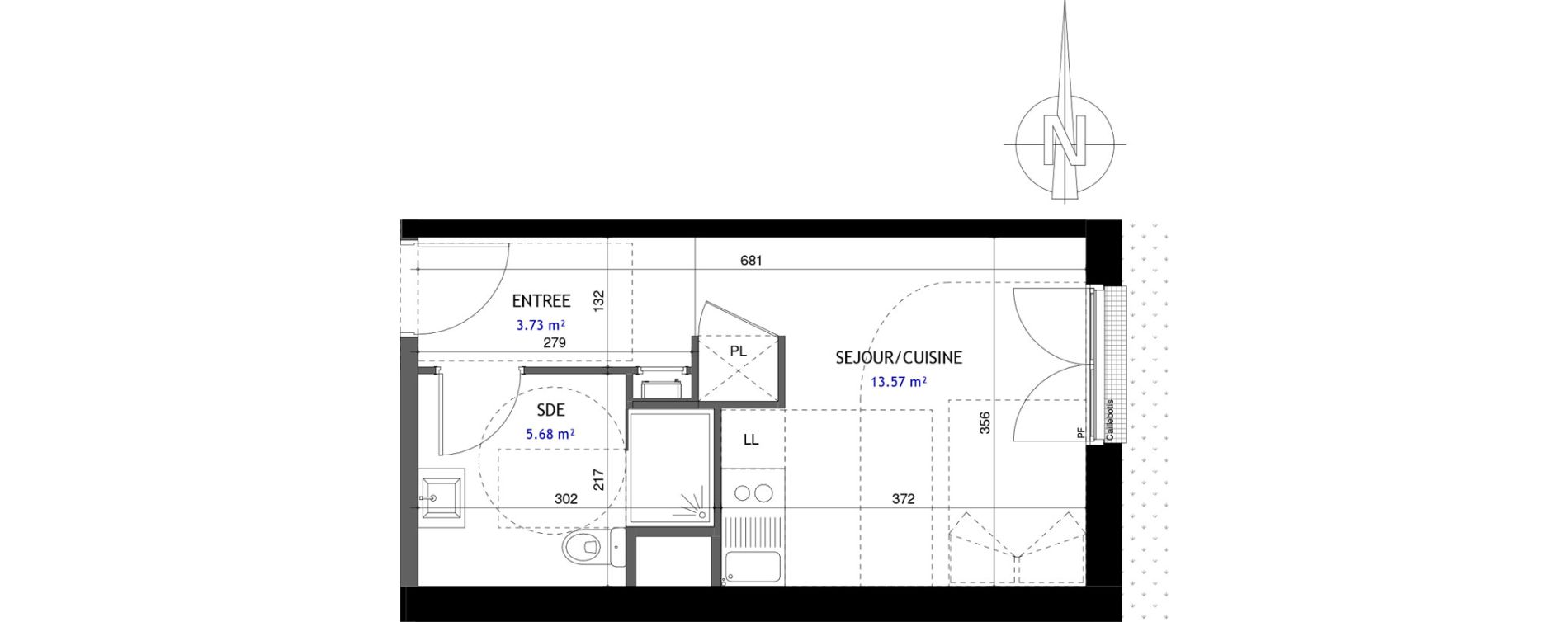 Appartement T1 de 22,98 m2 &agrave; Jou&eacute;-L&egrave;s-Tours Rabi&egrave;re