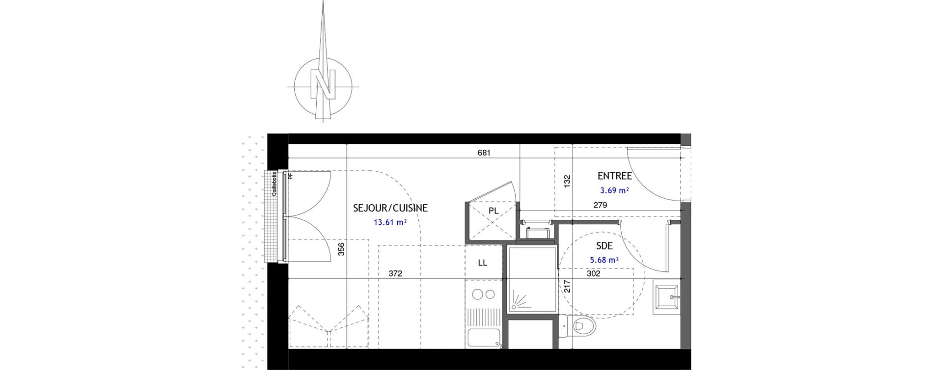 Appartement T1 de 22,98 m2 &agrave; Jou&eacute;-L&egrave;s-Tours Rabi&egrave;re