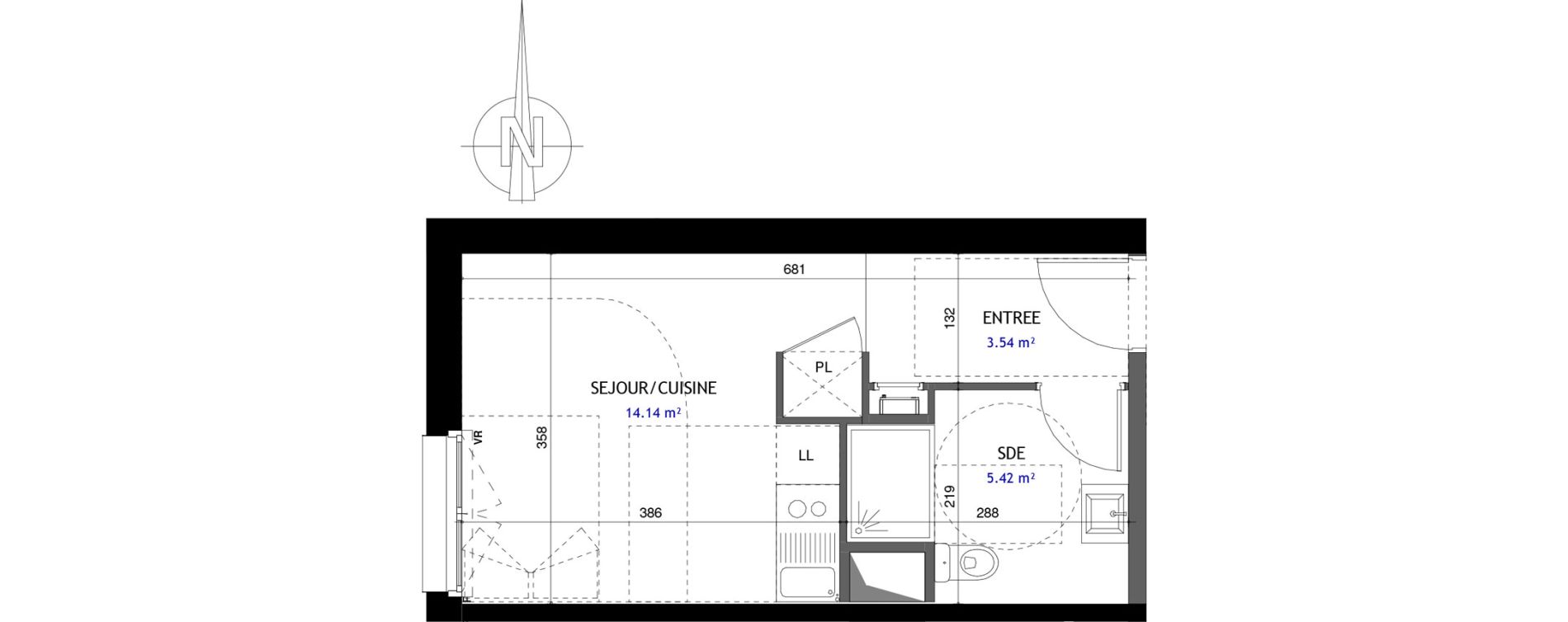 Appartement T1 de 23,10 m2 &agrave; Jou&eacute;-L&egrave;s-Tours Rabi&egrave;re