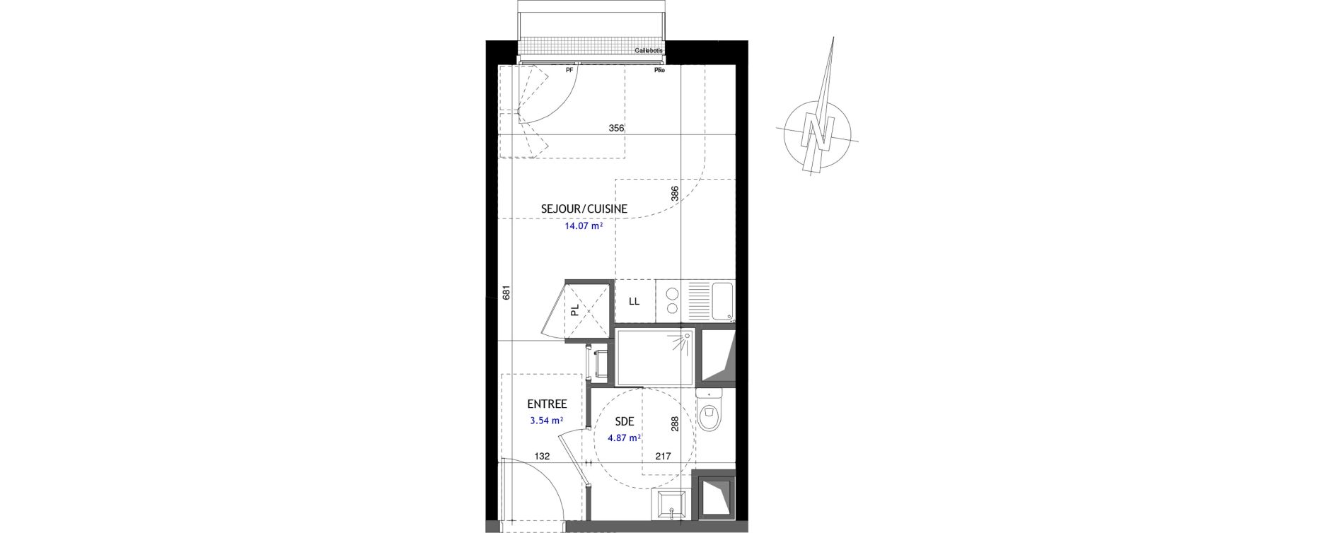Appartement T1 de 22,48 m2 &agrave; Jou&eacute;-L&egrave;s-Tours Rabi&egrave;re