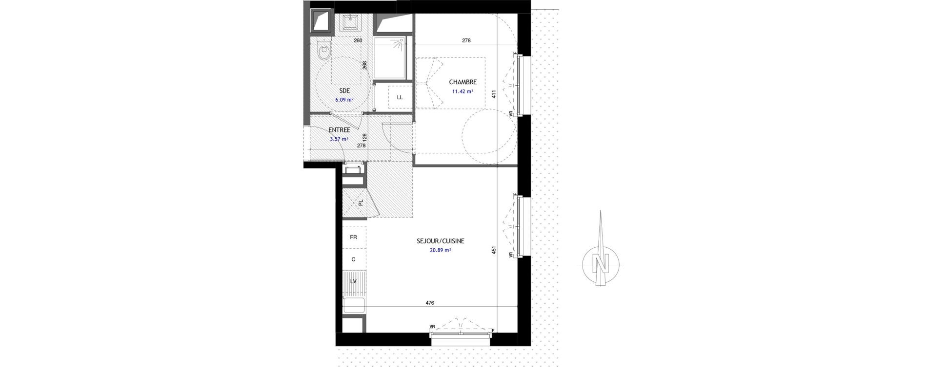 Appartement T2 de 41,97 m2 &agrave; Jou&eacute;-L&egrave;s-Tours Rabi&egrave;re