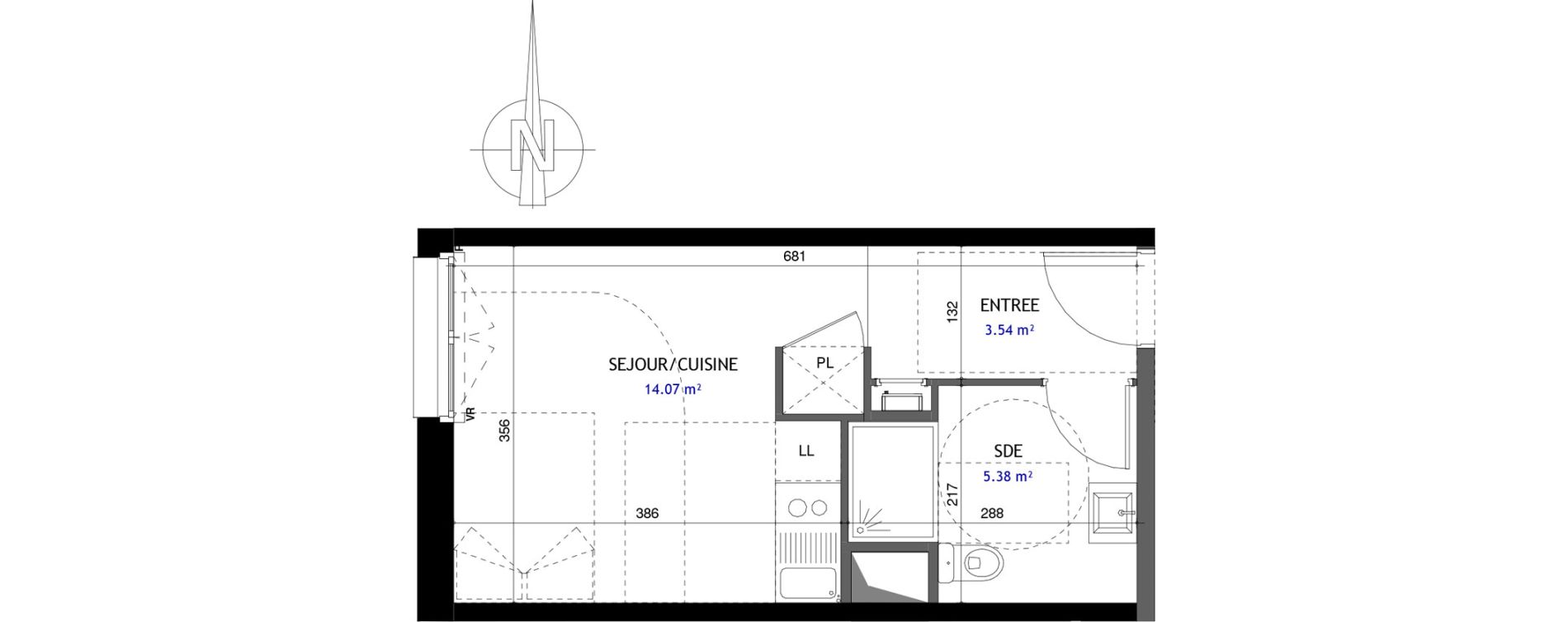 Appartement T1 de 22,99 m2 &agrave; Jou&eacute;-L&egrave;s-Tours Rabi&egrave;re