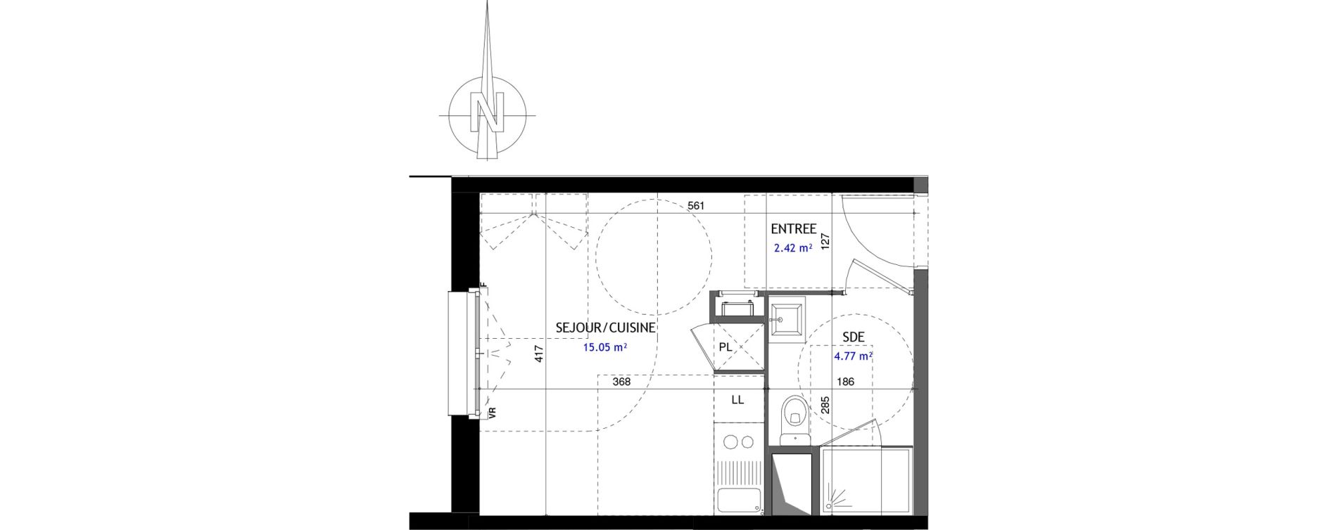 Appartement T1 de 22,24 m2 &agrave; Jou&eacute;-L&egrave;s-Tours Rabi&egrave;re