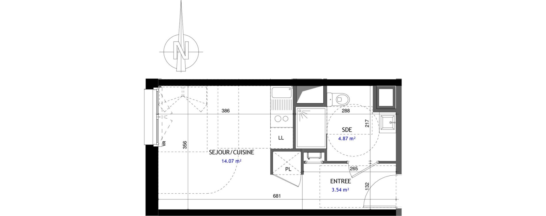 Appartement T1 de 22,48 m2 &agrave; Jou&eacute;-L&egrave;s-Tours Rabi&egrave;re