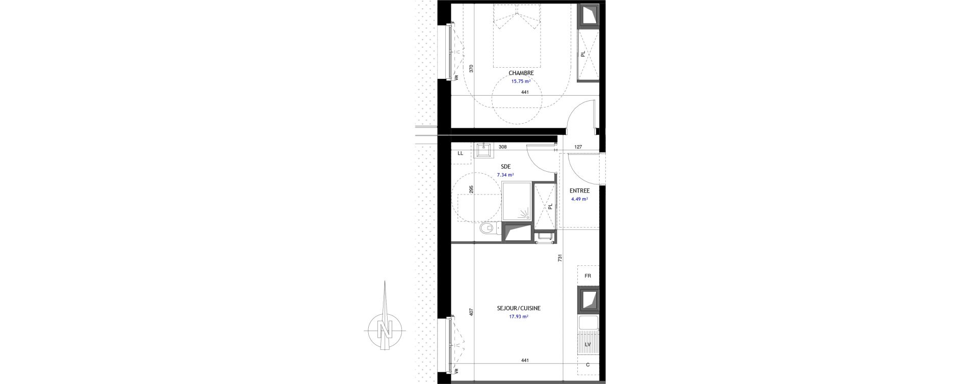 Appartement T2 de 45,51 m2 &agrave; Jou&eacute;-L&egrave;s-Tours Rabi&egrave;re