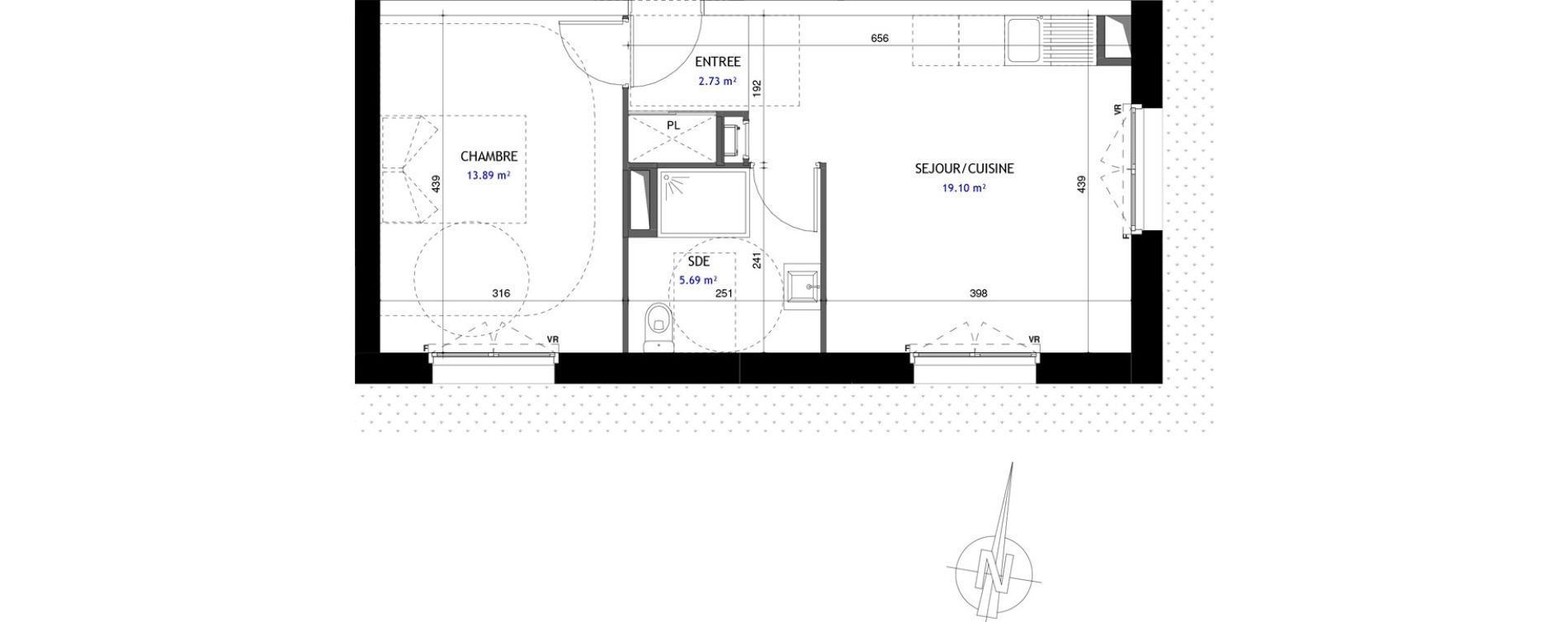 Appartement T2 de 41,41 m2 &agrave; Jou&eacute;-L&egrave;s-Tours Rabi&egrave;re