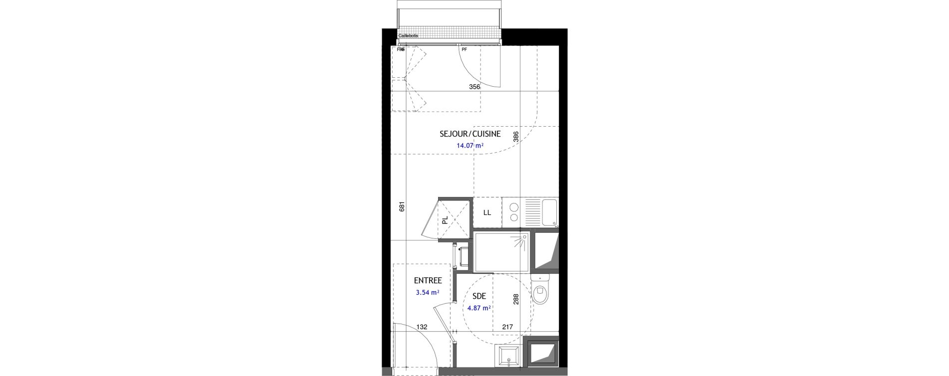 Appartement T1 de 22,48 m2 &agrave; Jou&eacute;-L&egrave;s-Tours Rabi&egrave;re