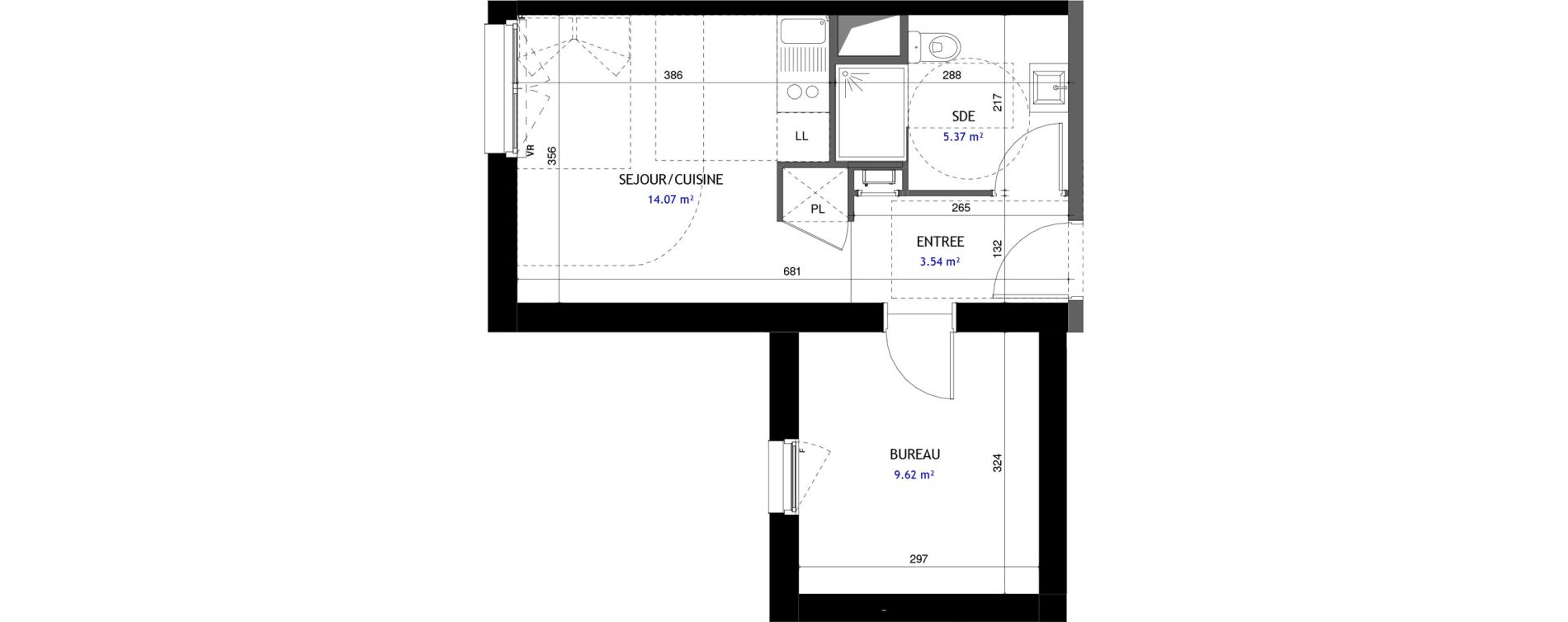 Appartement T1 de 32,60 m2 &agrave; Jou&eacute;-L&egrave;s-Tours Rabi&egrave;re